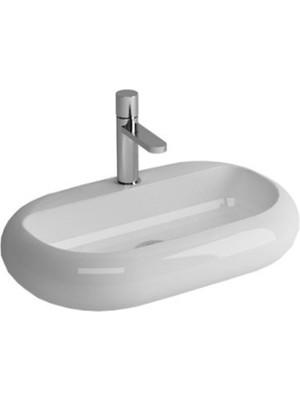 Newarc Elıps Oval Tezgah Üstü Batarya Delikli Lavabo 65X45 cm