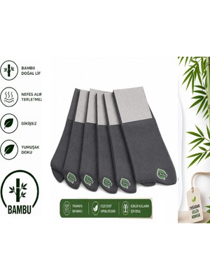 Abani Classic 6 Çift Çorap Füme Dikişsiz Bambu Terletmez Premium Mevsimlik Lüks Erkek Çorap