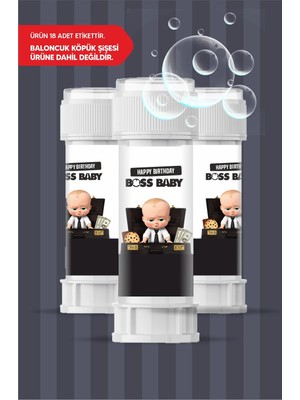 Neşeli Günlerim Patron Bebek Boss Baby Temalı Doğum Günü * 18 Adet Köpük Baloncuk Etiketi