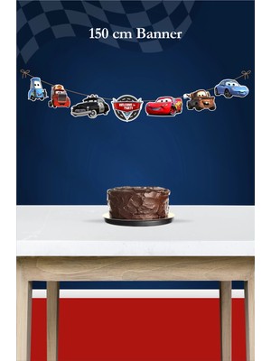 Neşeli Günlerim Şimşek Mcqueen Cars Temalı Doğum Günü*  Büyük Banner *kalın Kağıt 150CM
