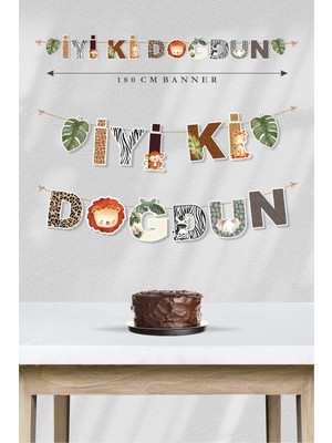 Neşeli Günlerim Safari Temalı Iyi Ki Doğdun Banner *kalın Kağıt 180 cm