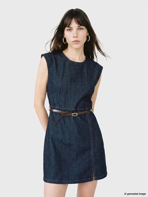 Lc Waikiki Yeni Sezon Kemerli Belden Oturtmalı Mini Jean Elbise