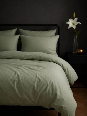 Tabu Home %100 Pamuklu Düz Boya Sage Green Çift Kişilik Nevresim Seti