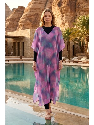 Remsa Mayo Remsa Tesettür Mayo Üzerine Tasarım Tek Kaftan Pareo RDP26 Lila