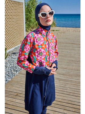 Remsa Mayo Remsa Spor Likra Tam Kapalı Tesettür Mayo R133 Koyu Lacivert