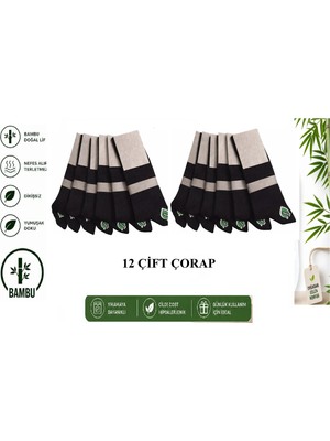 Abani Classic Erkek Çorap Soket Uzun Siyah Mevsimlik Bambu Klasik Düz Çorab 12 Çift
