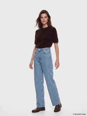 Lc Waikiki Yeni Sezon Taşlı Wideleg Kadın Jean Pantolon
