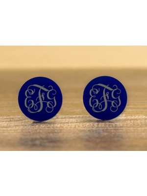 Hediye Shop 3 Harf Monogram Yazılı Gümüş Kaplama ve Pleksi Kol Düğmesi