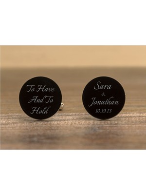 Hediye Shop Isimli ve Mesajlı Gümüş Kaplama Akrilik Kol Düğmesi