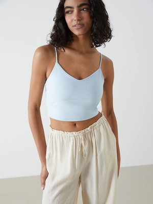Lc Waikiki Yeni Sezon V Yaka Düz Askılı Kadın Crop