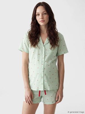 Lc Waikiki Yeni Sezon Gömlek Yaka Hamile Şortlu Pijama Takımı