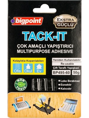 Bigpoint 50 Gram Extra Güçlü Hamur Yapıştırıcı (Tack-it) Siyah Renkli Ofis, Okul ve Ev İçin