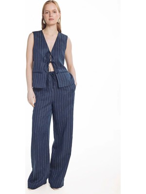 Ted Baker Lacivert Kadın Çizgili Pantolon TBWRTR2003-2
