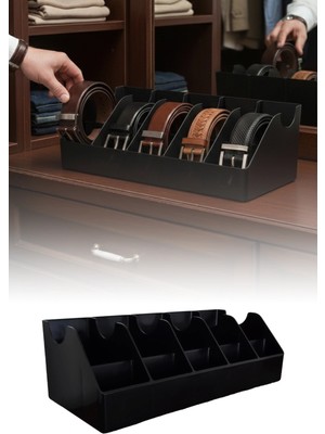 Omilife Siyah 10 Bölmeli Organizer Dolap İçi Düzenleyici – Çok Amaçlı Kemer Çorap Takı Makyaj