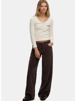 Superdry Kahverengi Kadın Standart Fit Pantolon W7011238A