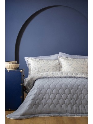 Apricitas Home Lovina Indigo Double Face Tek Kişilik %100 Pamuk Pike Takımı