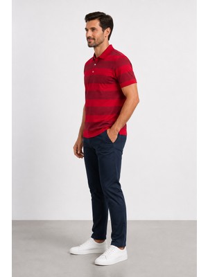 Sabri Özel Polo Yaka Erkek Merserize Cepli  T-Shırt SM24SW23006-BORDO