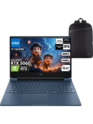 Hp Victus 15-FA2038NT I7-13620H 32-Gbddr5 4 Tbssd RTX5060 (8gb-Gddr7) 15.6" 144Hz IPS Fhd Windows 11 Home + Qb Sırt Çantası C39D5EAQB41