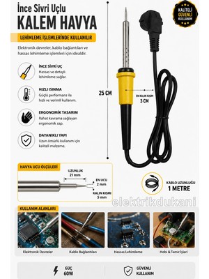 Ender 60 Watt 220 Volt Ince Uçlu Kalem Havya 60W