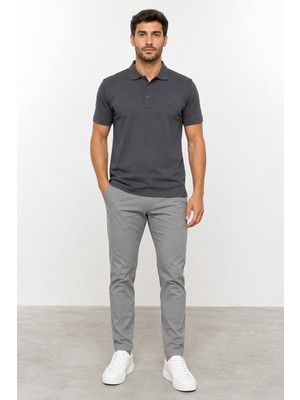Sabri Özel  Merserize Erkek Polo Yaka T-Shırt SM24SW23011-KOYU Gri