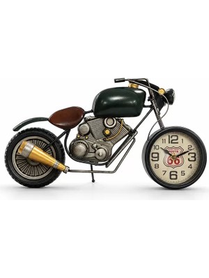 Hace Bazaar Retro Motosiklet Tasarımlı Duvar Saati - Metal - 44X24 cm Dekoratif Obje