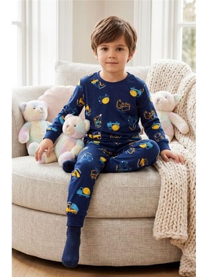 Pina Kids Erkek Çocuk Pamuklu Desenli Pijama Takım TKM1019