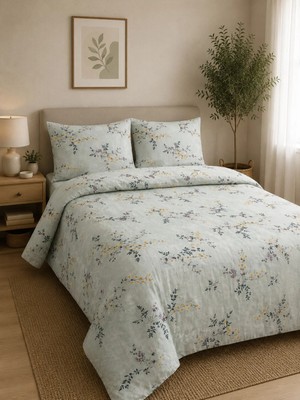 Pamuva Çift Kişilik Nevresim Takımı %100 Pamuk 200X220 | Lastikli Çarşaflı 160X200