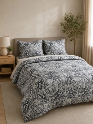 Pamuva Çift Kişilik Nevresim Takımı %100 Pamuk 200X220 | Lastikli Çarşaflı 160X200