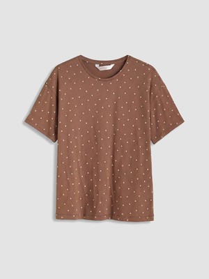 Lc Waikiki Yeni Sezon Bisiklet Yaka Desenli Kadın Pijama Üst