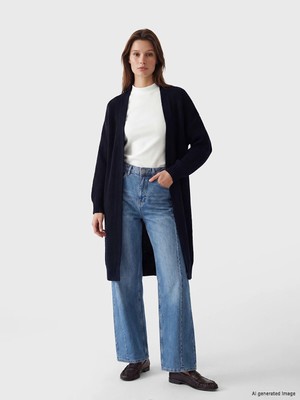 Lc Waikiki Yeni Sezon Şal Yaka Oversize Kadın Triko Hırka