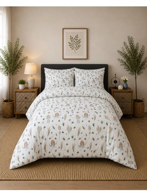 Pamuva Çift Kişilik Nevresim Takımı %100 Pamuk 200X220 | Lastikli Çarşaflı 160X200