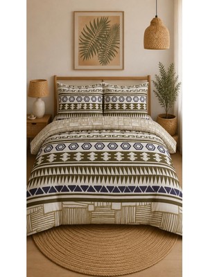 Pamuva Çift Kişilik Nevresim Takımı %100 Pamuk 200X220 | Lastikli Çarşaflı 160X200