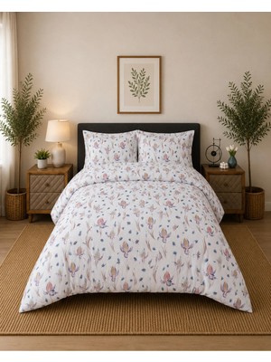Pamuva Çift Kişilik Nevresim Takımı %100 Pamuk 200X220 | Lastikli Çarşaflı 160X200