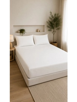 Pamuva Çift Kişilik Lastikli Çarşaf Takımı 2 Adet Yastık Kılıflı 50X70 | 160X200+30 | %100 Pamuk