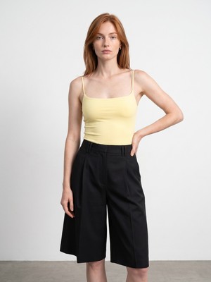 Dilvin 21216 Askılı Bodysuit-Açık Sarı