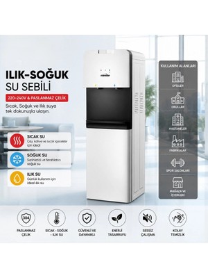 Beruflic Su Sebili - Sıcak, Ilık ve Soğuk Su Seçenekli - Üstten Yüklemeli