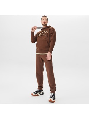 Market Chess Club Applique Fleece Erkek Kahverengi Hoodie