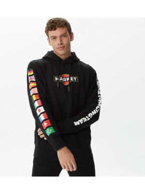 Market Group 5 Erkek Siyah Hoodie