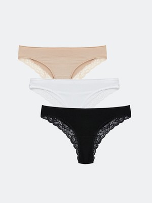 Lc Waikiki Yeni Sezon Dantel Detaylı Brazilian Külot 3'lü Paket