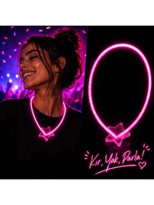 Eco Port Glow Kolye Neon Fosforlu Işıklı Kolye Pembe Renk