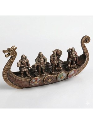 Wise Wıse Viking Savaş Gemisi 28,5 cm Dekoratif Obje – Poliresin Tarihi Gemi Modeli