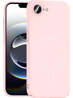 Case 4u Apple iPhone 17E Kılıf M-Safe Şarj Özellikli Kamera Korumalı  Elio Sert Pc Kapak Açık Pembe