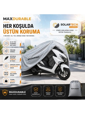 MaxDurable Yamaha Xmax 250 Tech Max (Arka Çantalı Motorlar Için) Motosiklet Brandası Su Geçirmez Güneş Korumalı Branda + Çantalı