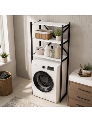 Unisoft Çamaşır Makinesi Üstü Düzenleyici Raf Banyo Rafı Mutfak Rafı Deterjanlık Havlu Rafı Kiler Erzak Çok Amaçlı Metal Organizer Braga