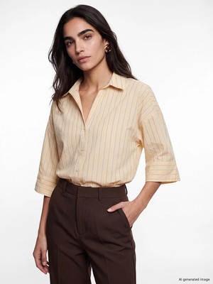 Lc Waikiki Yeni Sezon Çizgili Oversize Kadın Gömlek