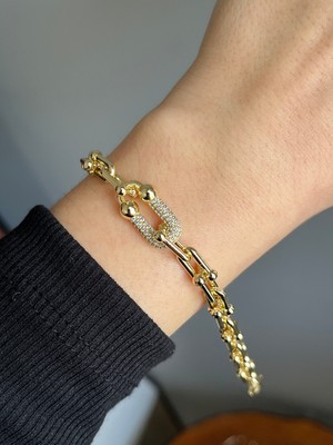 Yeknova Xuping 14K Gold Renginde Kuyumcu Işçiliği Marka Model Geçmeli Zirkon Taşlı Kararmaz Kadın Bileklik