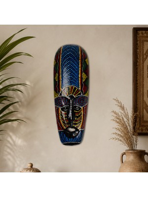 Hedicaret Aborjin Mask Ahşap Duvar Dekorasyonu Küçük El Yapımı