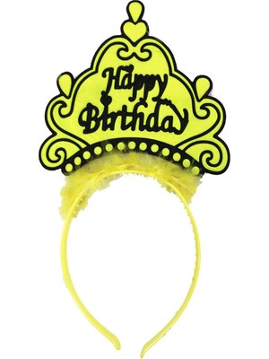 Skygo Happy Birthday Neon Sarı Renk Doğum Günü Tacı 24X15 cm