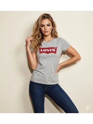 Levi's Saf Pamuk Kadın Gri Tişört