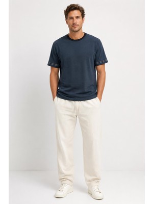 Alexander Gardi Şerit Detaylı Kontrast Yaka Basic T-Shirt